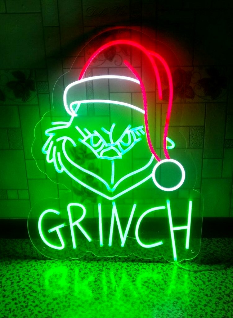 Неоновая вывеска «Grinch»